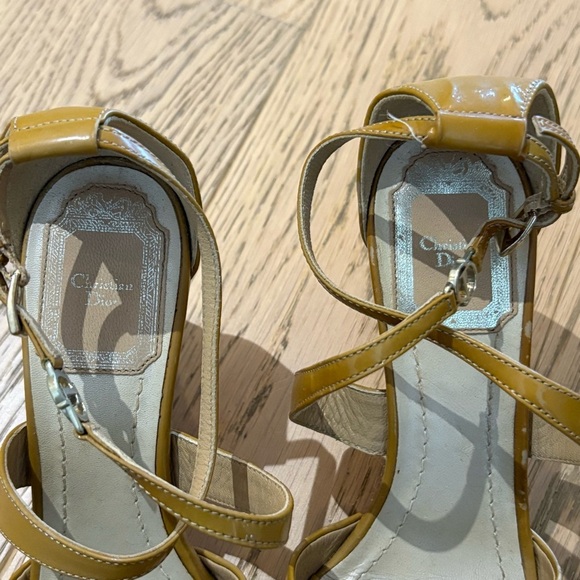 Dior Cork Wedge Patent Strappy Sandals - Picture 5 of 11